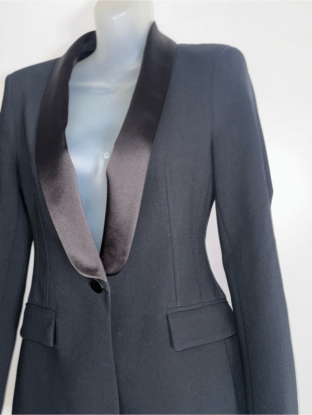 Zara Black Satin Lapel Women's Blazer Jacket